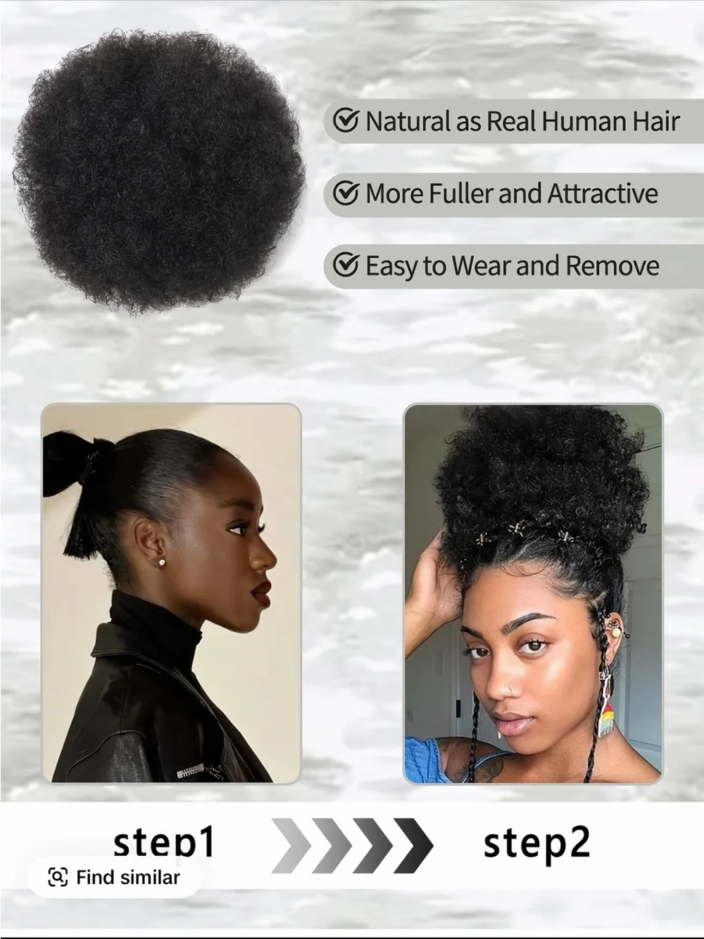 Black Clip-In Afro Puff Ponytail - Seamless Natural-Look Hairpiece